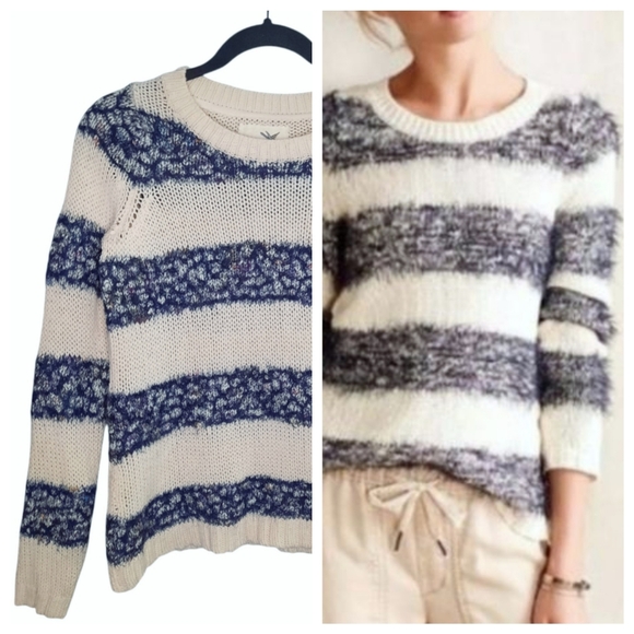 Anthropologie Tabitha Eyelash Striped Pullover/Sweater - Picture 1 of 9